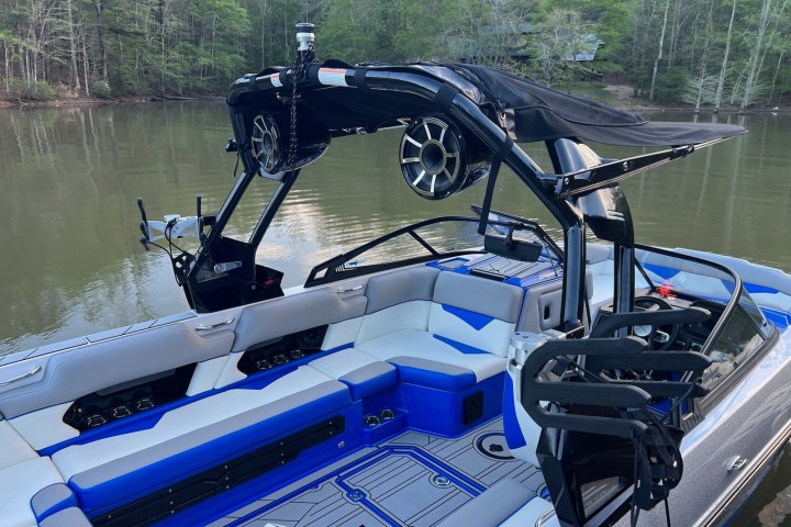 a boat parked next to a body of water